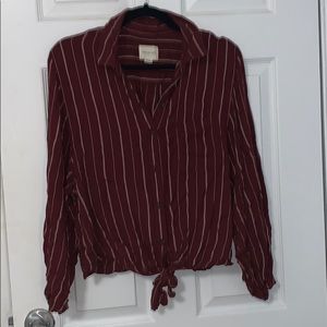 Striped Balloon Sleeve Top